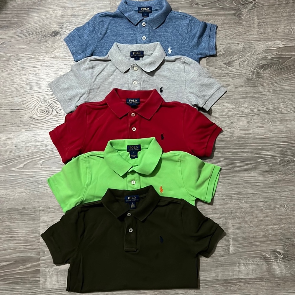 POLO By Ralph Lauren set of 5 cotton mesh shirts. Size 6.